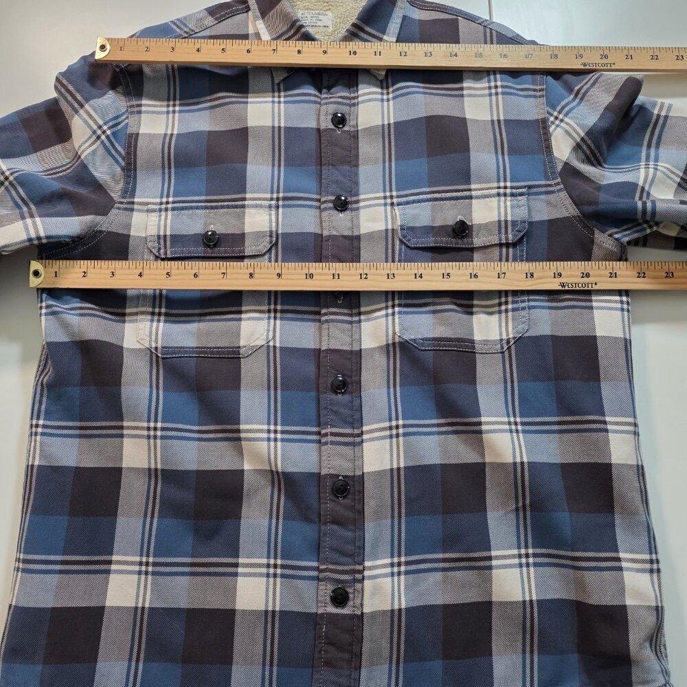 J Crew Workwear Plaid Shacket Men M Blue White Sherpa Lined Cotton Cabin Outdoor - Picture 4 of 16